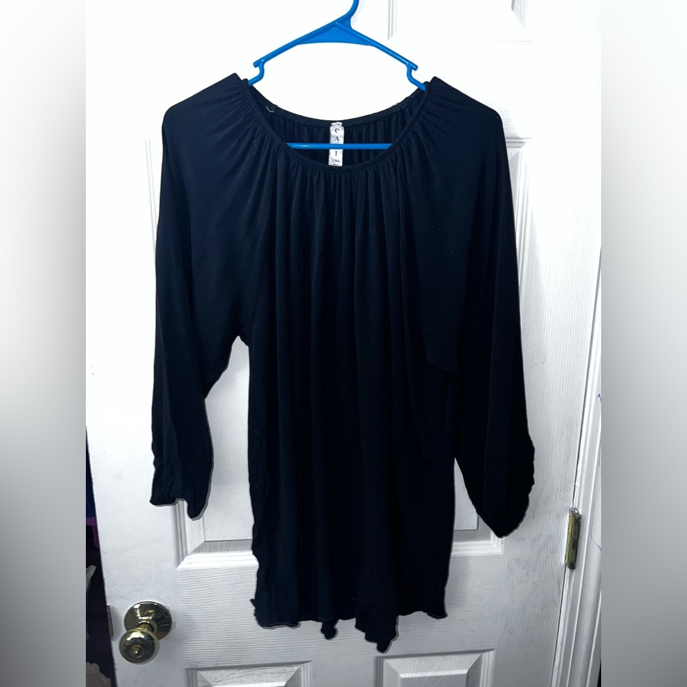 CALI Women’s Gauze Pleated Solid Black Blouse Size 3X